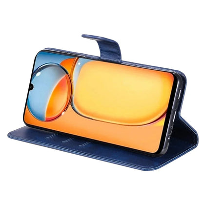For Xiaomi Redmi 13C 4G / Poco C65 4G Case Calf Texture Leather Flip Cover Zipper Pocket Wallet Phone Case