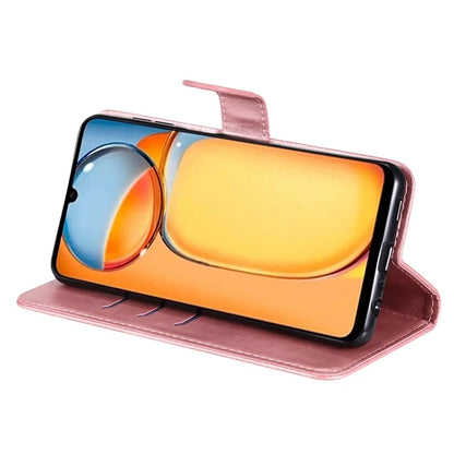 For Xiaomi Redmi 13C 4G / Poco C65 4G Case Calf Texture Leather Flip Cover Zipper Pocket Wallet Phone Case