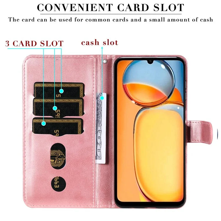 For Xiaomi Redmi 13C 4G / Poco C65 4G Case Calf Texture Leather Flip Cover Zipper Pocket Wallet Phone Case