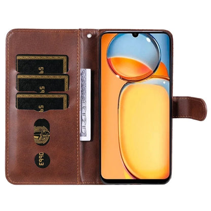For Xiaomi Redmi 13C 4G / Poco C65 4G Case Calf Texture Leather Flip Cover Zipper Pocket Wallet Phone Case