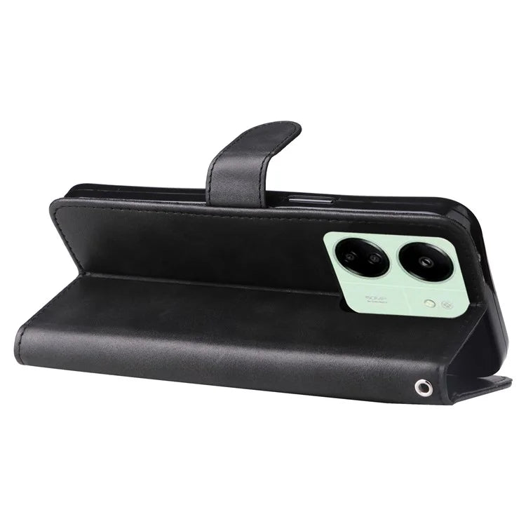 For Xiaomi Redmi 13C 4G / Poco C65 4G Case Calf Texture Leather Flip Cover Zipper Pocket Wallet Phone Case