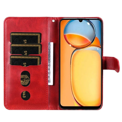 For Xiaomi Redmi 13C 4G / Poco C65 4G Case Calf Texture Leather Flip Cover Zipper Pocket Wallet Phone Case