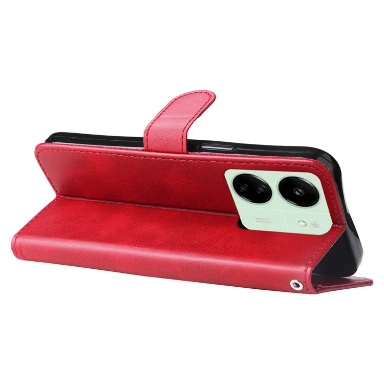For Xiaomi Redmi 13C 4G / Poco C65 4G Case Calf Texture Leather Flip Cover Zipper Pocket Wallet Phone Case