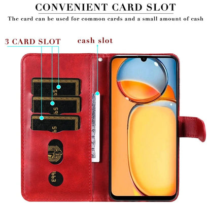 For Xiaomi Redmi 13C 4G / Poco C65 4G Case Calf Texture Leather Flip Cover Zipper Pocket Wallet Phone Case