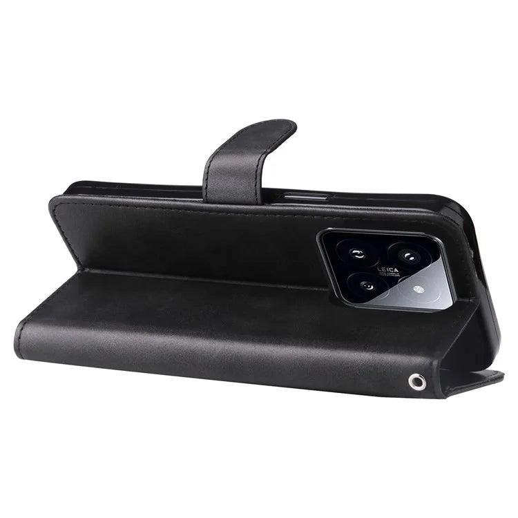 Calf Texture Leather Flip Cover for Xiaomi 14 Pro Case Zipper Pocket Anti-Drop Wallet Phone Case