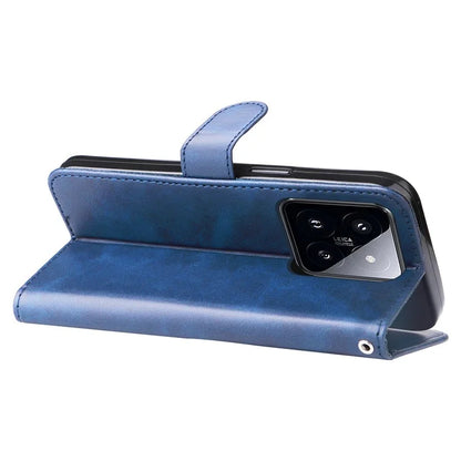 Calf Texture Leather Flip Cover for Xiaomi 14 Pro Case Zipper Pocket Anti-Drop Wallet Phone Case