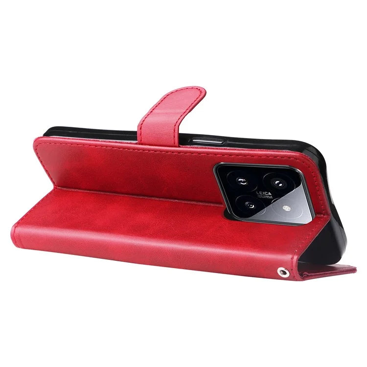 Calf Texture Leather Flip Cover for Xiaomi 14 Pro Case Zipper Pocket Anti-Drop Wallet Phone Case
