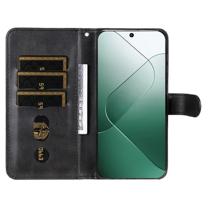 For Xiaomi 14 Wallet Phone Case Calf Texture Shockproof Leather Flip Cover with Zipper Pocket