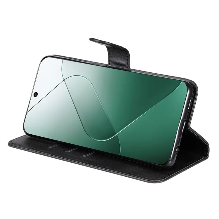 For Xiaomi 14 Wallet Phone Case Calf Texture Shockproof Leather Flip Cover with Zipper Pocket