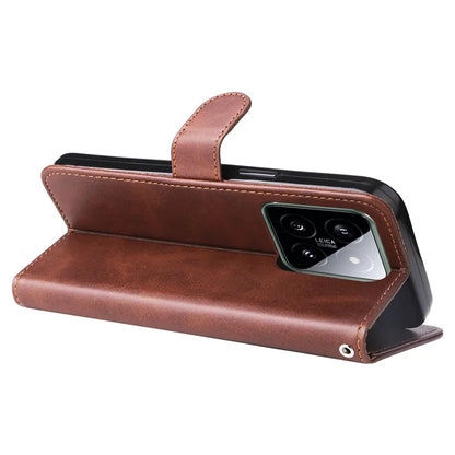 For Xiaomi 14 Wallet Phone Case Calf Texture Shockproof Leather Flip Cover with Zipper Pocket