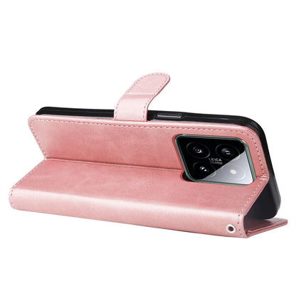 For Xiaomi 14 Wallet Phone Case Calf Texture Shockproof Leather Flip Cover with Zipper Pocket