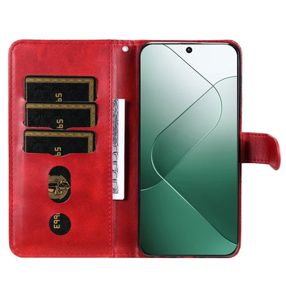 For Xiaomi 14 Wallet Phone Case Calf Texture Shockproof Leather Flip Cover with Zipper Pocket