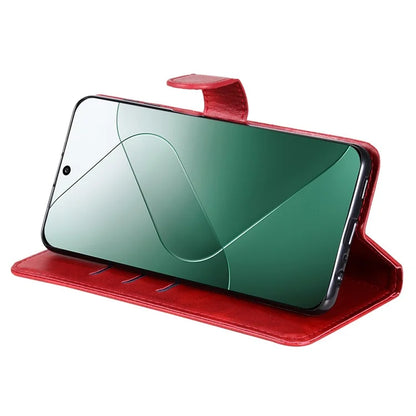 For Xiaomi 14 Wallet Phone Case Calf Texture Shockproof Leather Flip Cover with Zipper Pocket
