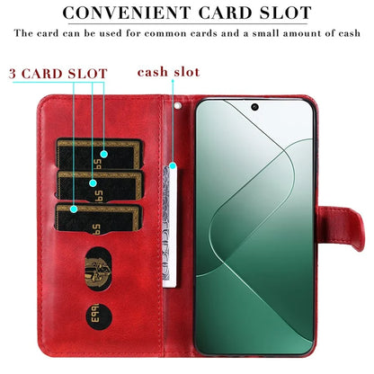 For Xiaomi 14 Wallet Phone Case Calf Texture Shockproof Leather Flip Cover with Zipper Pocket