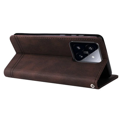 For Xiaomi 14 Pro Case Imprinted Skin-touch Phone Cover PU Leather Stand Wallet