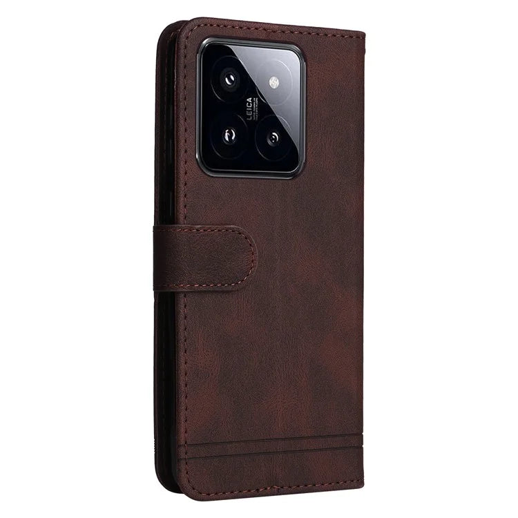 For Xiaomi 14 Pro Case Imprinted Skin-touch Phone Cover PU Leather Stand Wallet