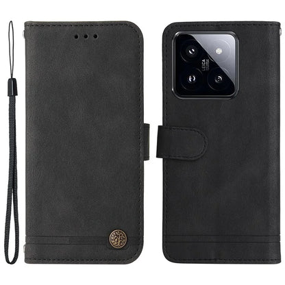 For Xiaomi 14 Pro Case Imprinted Skin-touch Phone Cover PU Leather Stand Wallet