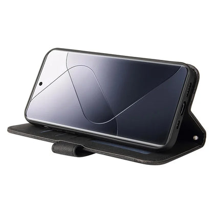 For Xiaomi 14 Pro Case Imprinted Skin-touch Phone Cover PU Leather Stand Wallet