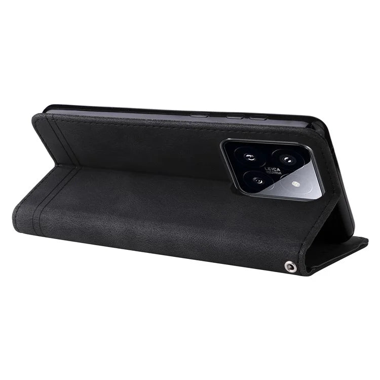 For Xiaomi 14 Pro Case Imprinted Skin-touch Phone Cover PU Leather Stand Wallet