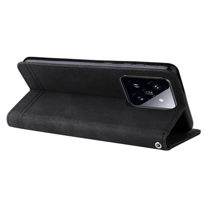 For Xiaomi 14 Pro Case Imprinted Skin-touch Phone Cover PU Leather Stand Wallet
