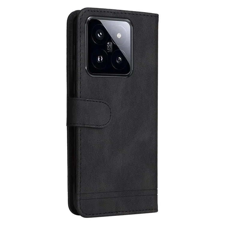 For Xiaomi 14 Pro Case Imprinted Skin-touch Phone Cover PU Leather Stand Wallet