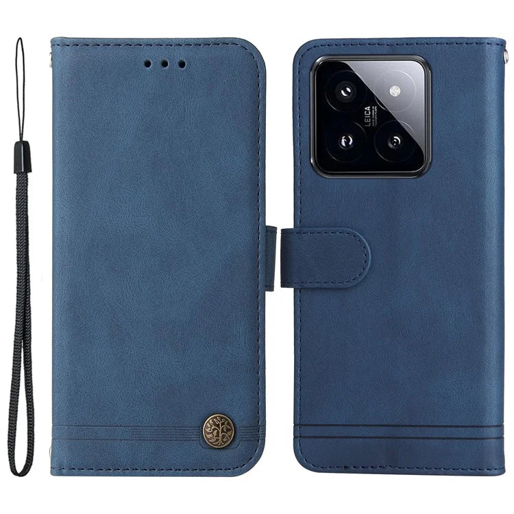 For Xiaomi 14 Pro Case Imprinted Skin-touch Phone Cover PU Leather Stand Wallet