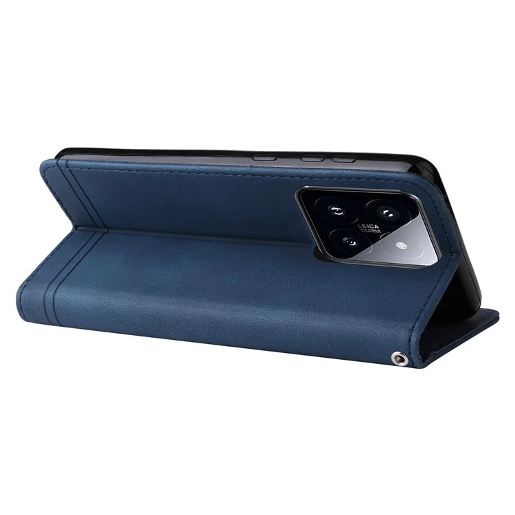 For Xiaomi 14 Pro Case Imprinted Skin-touch Phone Cover PU Leather Stand Wallet