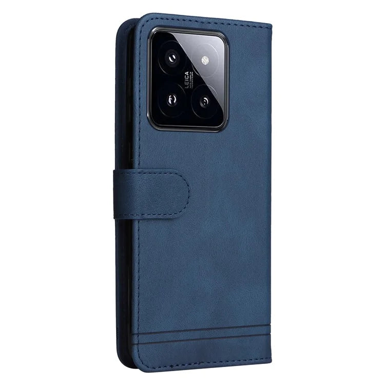 For Xiaomi 14 Pro Case Imprinted Skin-touch Phone Cover PU Leather Stand Wallet