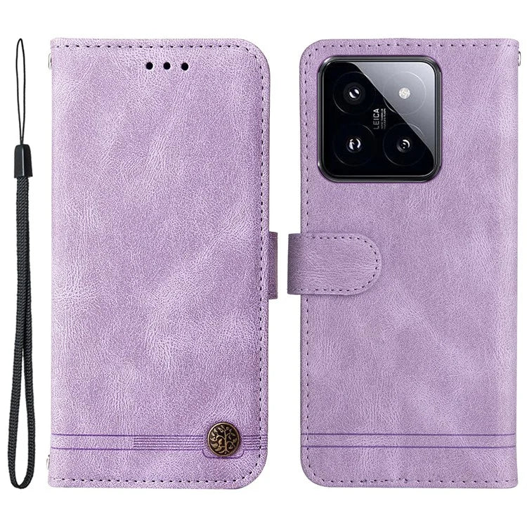 For Xiaomi 14 Pro Case Imprinted Skin-touch Phone Cover PU Leather Stand Wallet