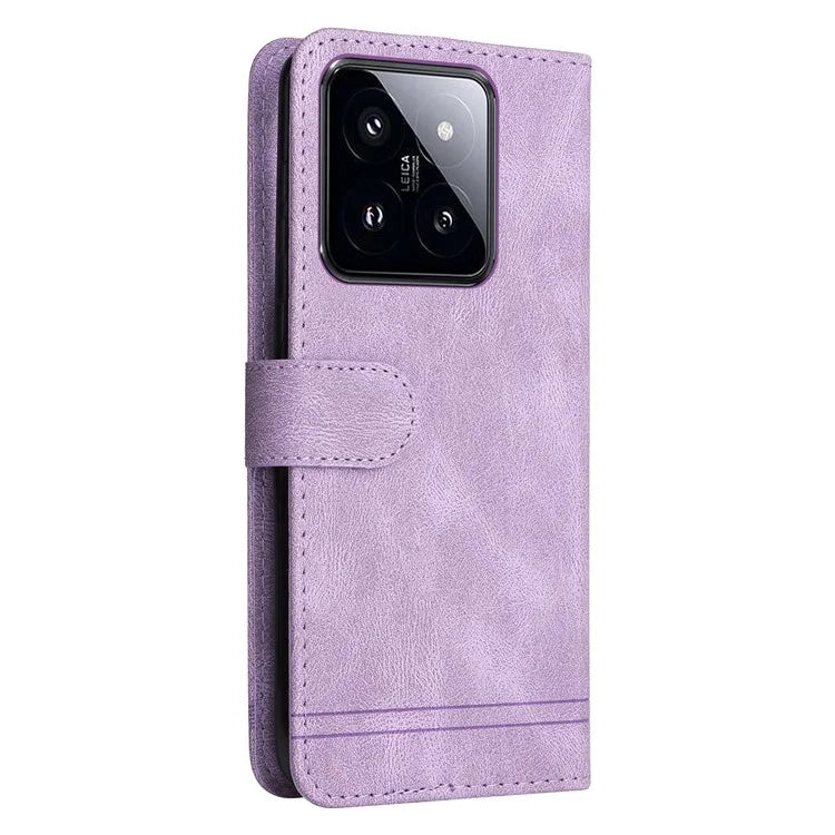 For Xiaomi 14 Pro Case Imprinted Skin-touch Phone Cover PU Leather Stand Wallet