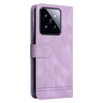 For Xiaomi 14 Pro Case Imprinted Skin-touch Phone Cover PU Leather Stand Wallet