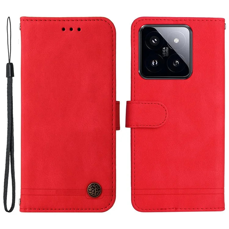 For Xiaomi 14 Pro Case Imprinted Skin-touch Phone Cover PU Leather Stand Wallet