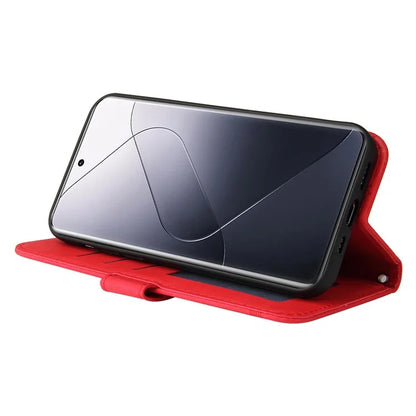 For Xiaomi 14 Pro Case Imprinted Skin-touch Phone Cover PU Leather Stand Wallet