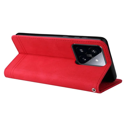 For Xiaomi 14 Pro Case Imprinted Skin-touch Phone Cover PU Leather Stand Wallet