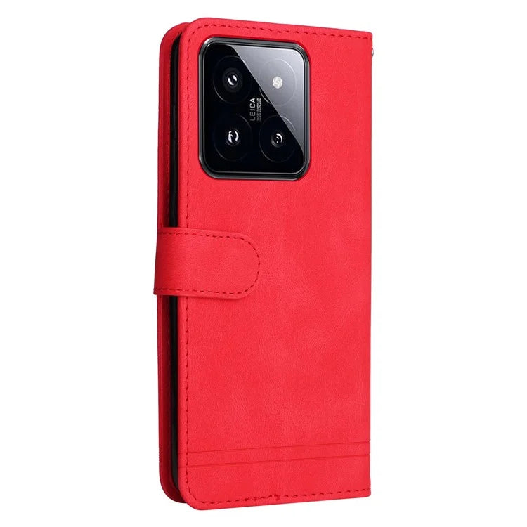 For Xiaomi 14 Pro Case Imprinted Skin-touch Phone Cover PU Leather Stand Wallet
