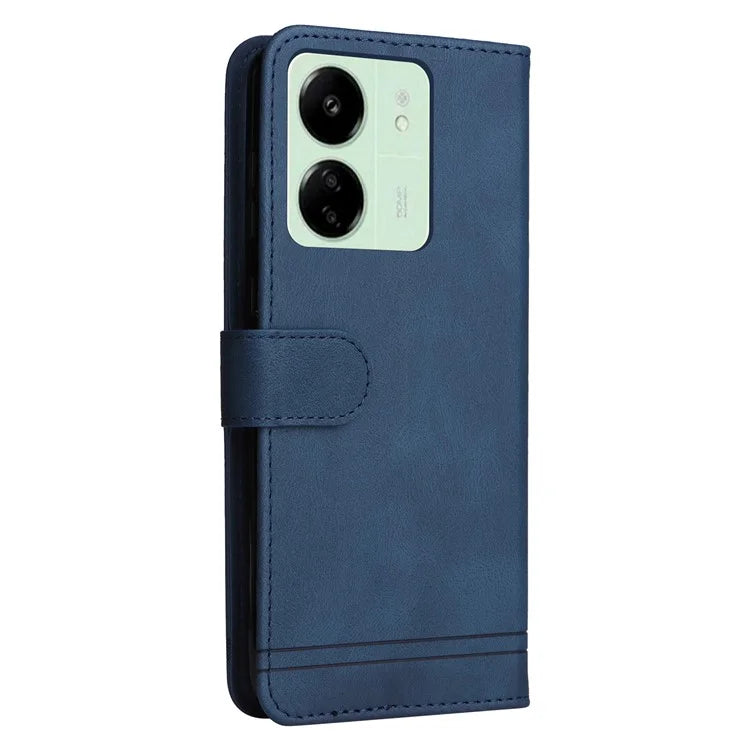For Xiaomi Redmi 13C 4G / Poco C65 4G Case Skin-touch PU Leather Stand Wallet Shockproof Phone Shell