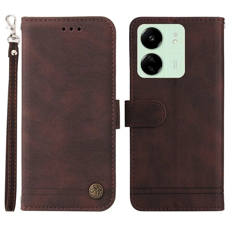 For Xiaomi Redmi 13C 4G / Poco C65 4G Case Skin-touch PU Leather Stand Wallet Shockproof Phone Shell
