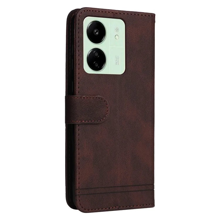 For Xiaomi Redmi 13C 4G / Poco C65 4G Case Skin-touch PU Leather Stand Wallet Shockproof Phone Shell