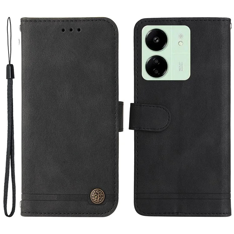 For Xiaomi Redmi 13C 4G / Poco C65 4G Case Skin-touch PU Leather Stand Wallet Shockproof Phone Shell