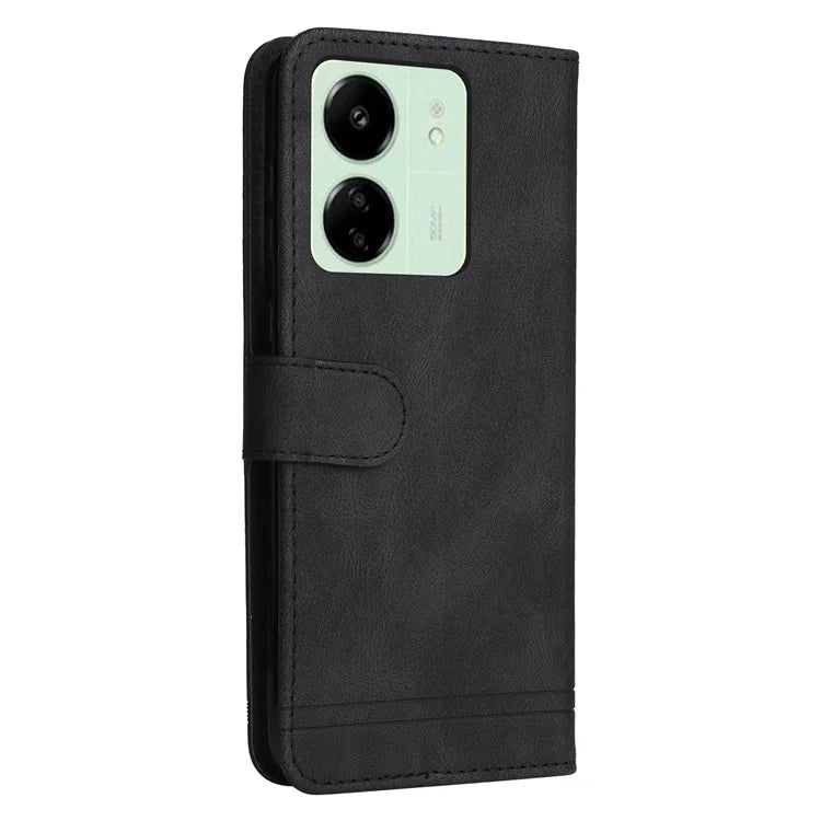 For Xiaomi Redmi 13C 4G / Poco C65 4G Case Skin-touch PU Leather Stand Wallet Shockproof Phone Shell