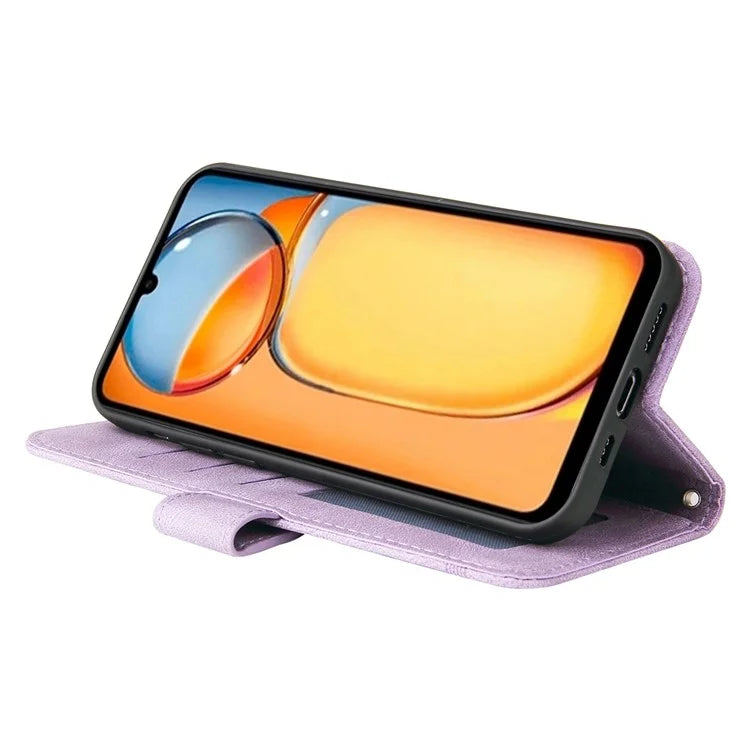 For Xiaomi Redmi 13C 4G / Poco C65 4G Case Skin-touch PU Leather Stand Wallet Shockproof Phone Shell