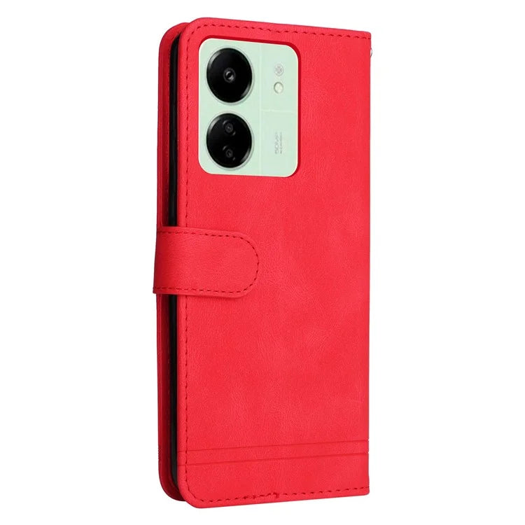 For Xiaomi Redmi 13C 4G / Poco C65 4G Case Skin-touch PU Leather Stand Wallet Shockproof Phone Shell