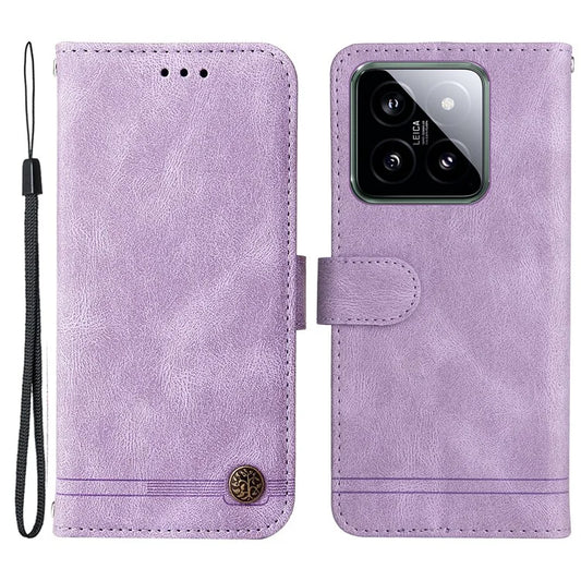 For Xiaomi 14 Phone Shell Imprinted Skin-touch PU Leather Stand Wallet Mobile Case