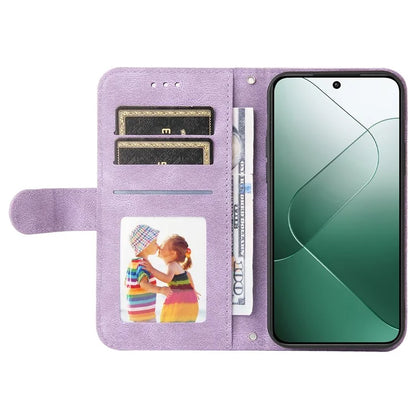 For Xiaomi 14 Phone Shell Imprinted Skin-touch PU Leather Stand Wallet Mobile Case