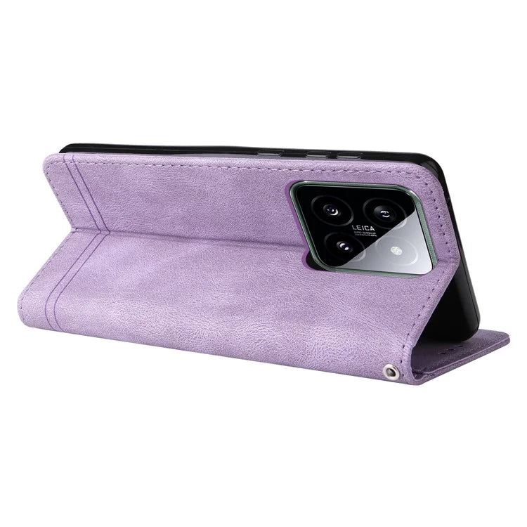 For Xiaomi 14 Phone Shell Imprinted Skin-touch PU Leather Stand Wallet Mobile Case