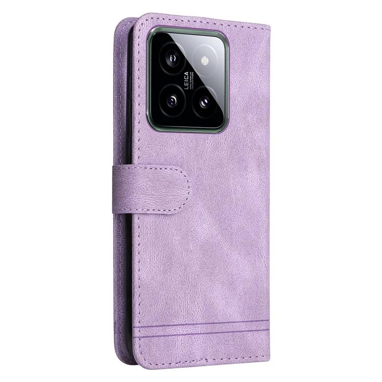 For Xiaomi 14 Phone Shell Imprinted Skin-touch PU Leather Stand Wallet Mobile Case