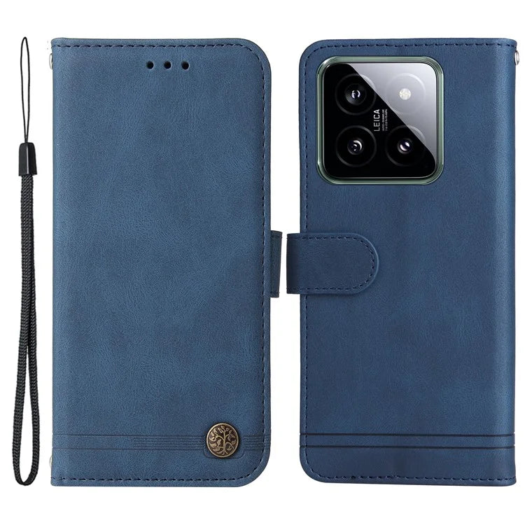 For Xiaomi 14 Phone Shell Imprinted Skin-touch PU Leather Stand Wallet Mobile Case
