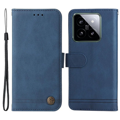 For Xiaomi 14 Phone Shell Imprinted Skin-touch PU Leather Stand Wallet Mobile Case