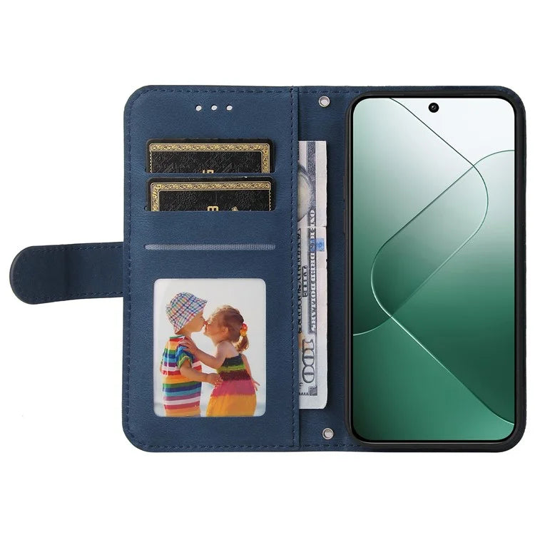 For Xiaomi 14 Phone Shell Imprinted Skin-touch PU Leather Stand Wallet Mobile Case