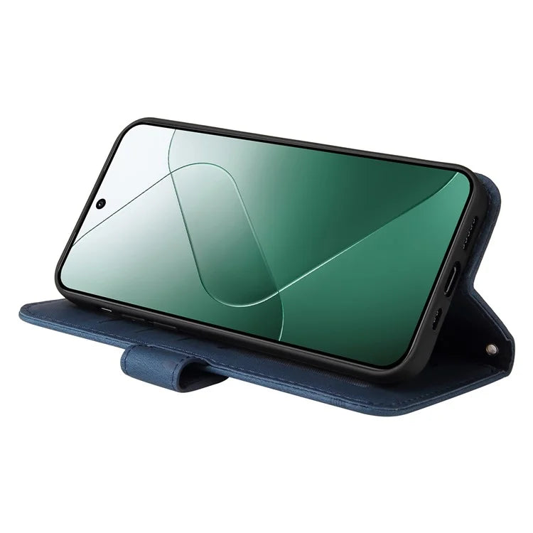 For Xiaomi 14 Phone Shell Imprinted Skin-touch PU Leather Stand Wallet Mobile Case